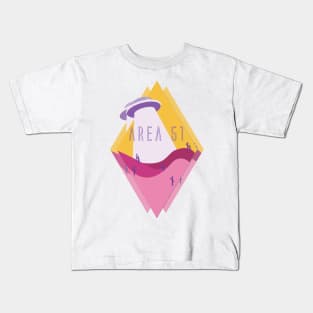 Triple DIamond-View Area 51 Desert in Pink Kids T-Shirt